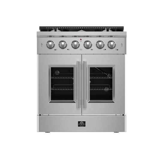 FORNO Galiano 30" 4.32 cu. ft. Freestanding Gas Range with French Door and 5 Burners, FFSGS6444-30