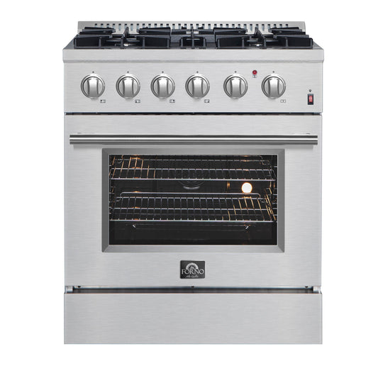 FORNO Marco 30" 4.32 cu. ft. Dual Fuel Range in Stainless Steel with 4 Sealed Burners, FFSGS6197-30