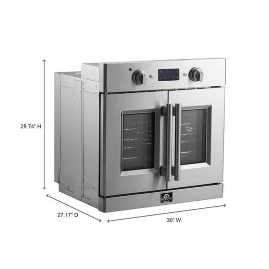 FORNO Gallico 30" 3.58 cu. ft. French Door Electric Wall Oven with Telescopic Racks, Air Fry, Self-Clean and Sous Vide, FBOEL1371-30