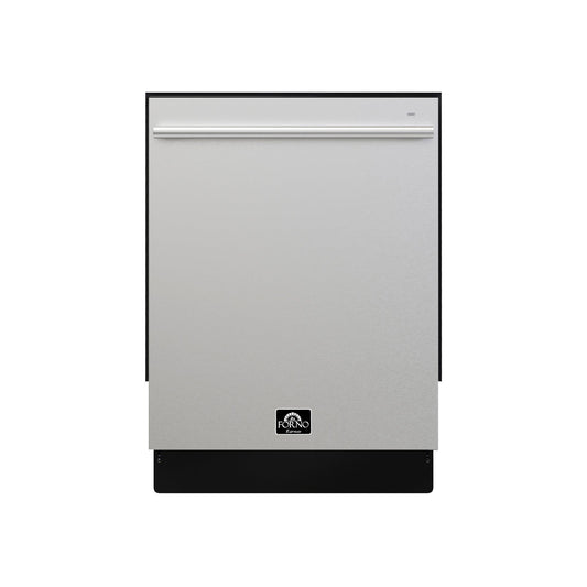 FORNO Espresso Romano 24" Built-In Tall Tub Dishwasher in Stainless Steel with Silver Handles, FDWBI8035-24S