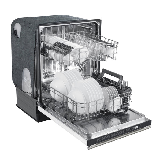 FORNO Espresso Pozzo 24" Built-In Dishwasher in White with Silver Handles, FDWBI8067-24WHT