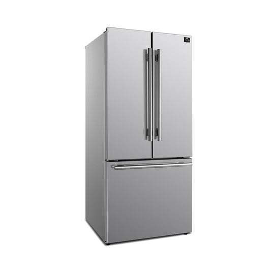 FORNO Gallipoli 30" 17.5 cu. ft. French Door Built-In Refrigerator in Stainless Steel with Ice Maker, FFFFD1974-31SB