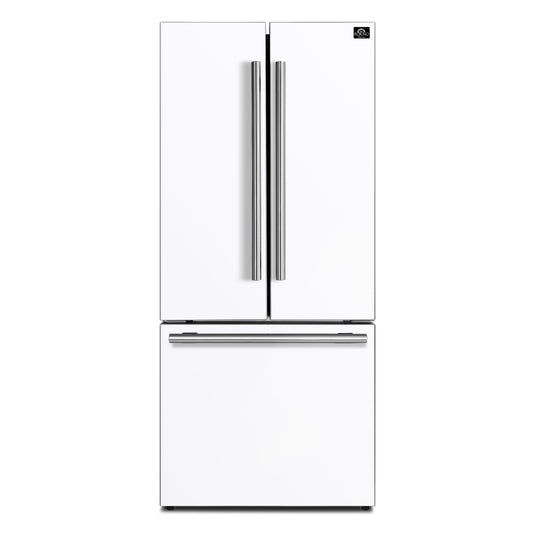 FORNO Espresso Gallipoli 30" 17.5 Cu. Ft. Refrigerator with Ice Maker in White with Silver Handles, FFFFD1974-31WHT