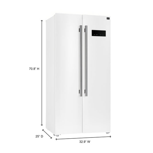 FORNO Espresso Salerno 33" 15.6 cu. ft. Refrigerator in White with Silver Handles, FFRBI1805-33WHT