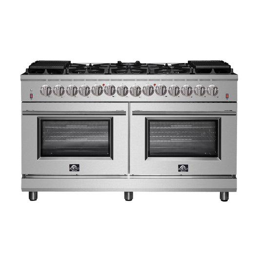 FORNO Massimo 60″ 8.64 cu. ft. Freestanding Dual Fuel Range with 10 Burners, FFSGS6125-60