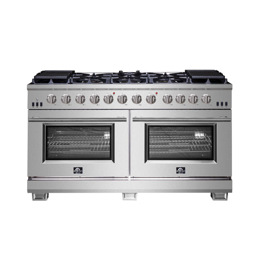 FORNO Capriasca 60″ 8.64 cu. ft. Gas Range with 10 Italian Burners in Stainless Steel, FFSGS6260-60