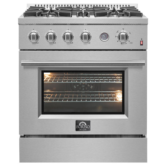 FORNO Marco 30" 4.32 cu.ft. Gas Range with 4 Burners and Built-In Temperature Gauge, FFSGS6277-30