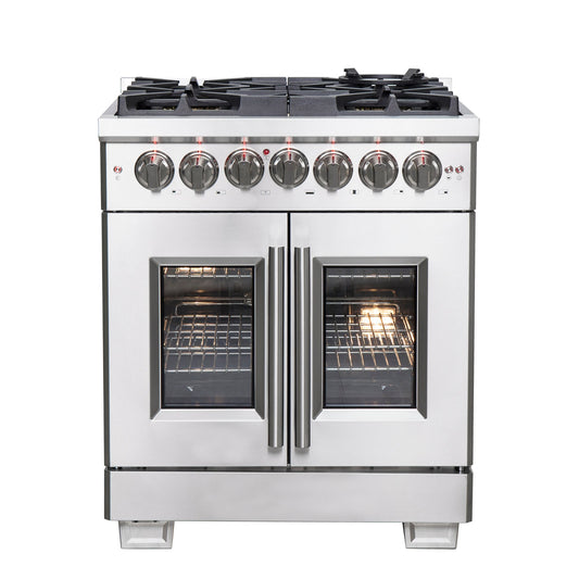 FORNO Capriasca 30" 4.3 cu. ft. Dual Fuel Range with French Door and 5 Sealed Burners, FFSGS6387-30