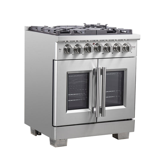 FORNO Capriasca 30" 4.3 cu. ft. Dual Fuel Range with French Door and 5 Sealed Burners, FFSGS6387-30