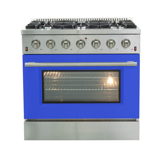 FORNO Galiano 36" 5.36 cu. ft. Gas Range with 6 Italian Burners in Blue, FFSGS6244-36BLU