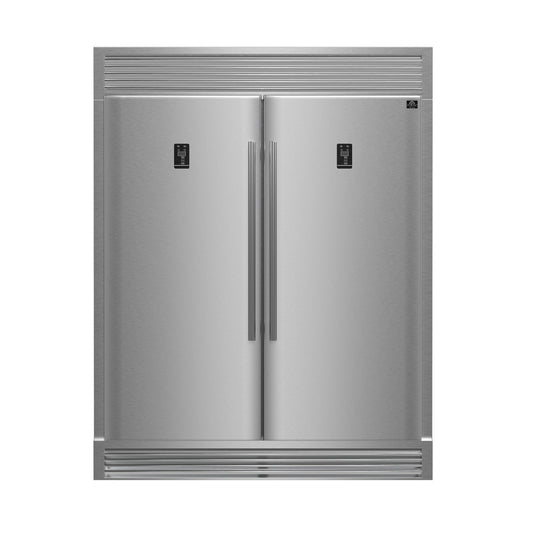 FORNO Rizzuto 60" 27.6 cu. ft. Refrigerator & Freezer in Stainless Steel with Grill Trim Kit, FFFFD1933-60S