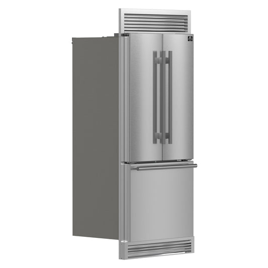 FORNO Gallipoli 35" 17.5 cu. ft. French Door Built-In Refrigerator in Stainless Steel with Ice Maker and Grill Trim Kit, FFFFD1974-35SG