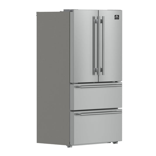 FORNO Moena 36" 19.2 cu. ft. French Door Built-In Refrigerator in Stainless Steel with Ice Maker, FFRBI1820-36SB