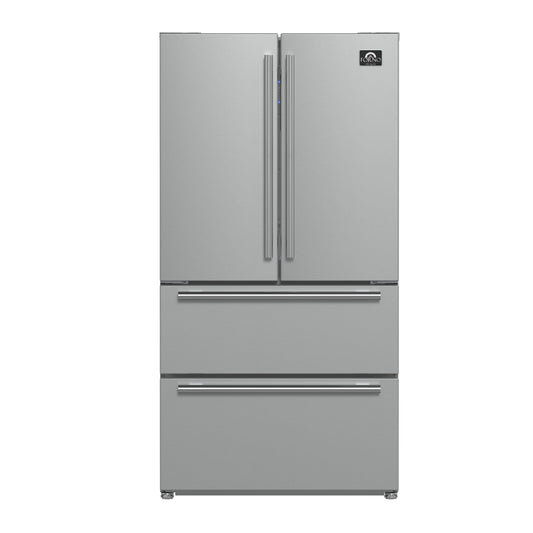 FORNO Moena 36" 19.2 cu. ft. French Door Built-In Refrigerator in Stainless Steel with Ice Maker, FFRBI1820-36SB