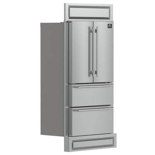 FORNO Moena 40" 19.2 cu. ft. French Door Built-In Refrigerator in Stainless Steel with Ice Maker and Modern Trim Kit, FFRBI1820-40MG