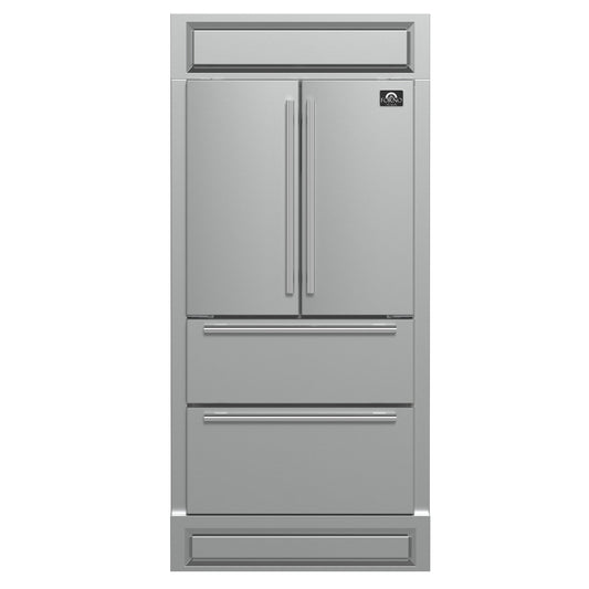 FORNO Moena 40" 19.2 cu. ft. French Door Built-In Refrigerator in Stainless Steel with Ice Maker and Modern Trim Kit, FFRBI1820-40MG