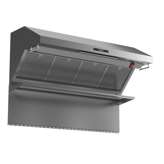 FORNO Savona 60" 1200 CFM Wall Mount Range Hood with Backsplash, Warming Lamp and Shelf, FRHWM5029-60HB