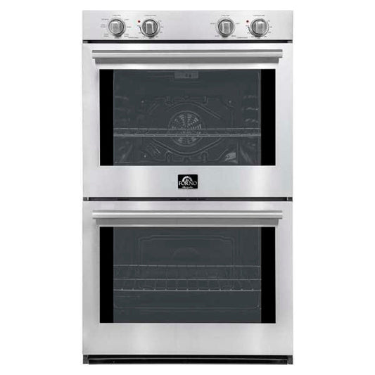 FORNO Vomero 30" 10 cu. ft. Built-In Double Electric Wall Oven in Stainless Steel, FBOEL1324-30