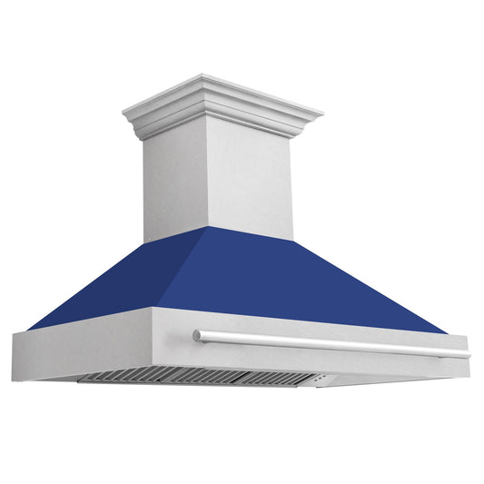 ZLINE 48 In. DuraSnow® Stainless Steel Range Hood with Blue Gloss Shell, 8654SNX-BG48