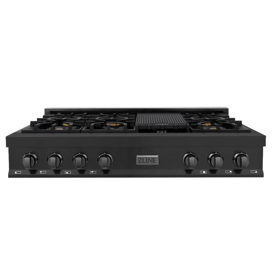 ZLINE 48 in. Legacy Gas Rangetop with 7 Burners and Porcelain Cooktop in Black Stainless Steel (RTB-48)