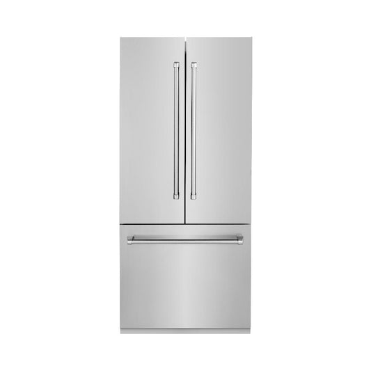 ZLINE 36 in. 19.6 cu. ft. French Door Built-In Bottom Freezer Refrigerator with Water Dispenser and Ice Maker in Stainless Steel (RBIV-304-36)