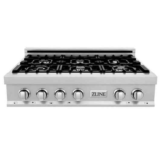 ZLINE 36 in. Legacy Gas Rangetop with 6 Burners and Porcelain Cooktop in DuraSnow® Stainless Steel (RTS-36)